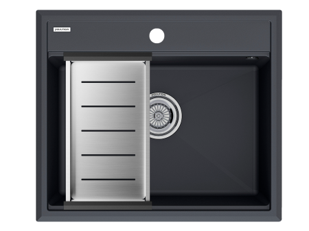 Кухонная мойка + коландер Paulmark PM115951-AN+A375-BS 59х51 цвет антрацит